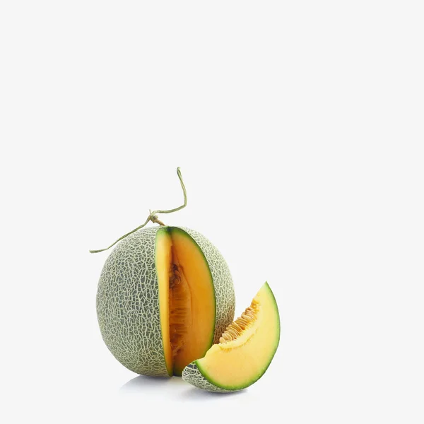 Orange Cantaloupe Melon Cut Piece White Background — Stock Photo, Image