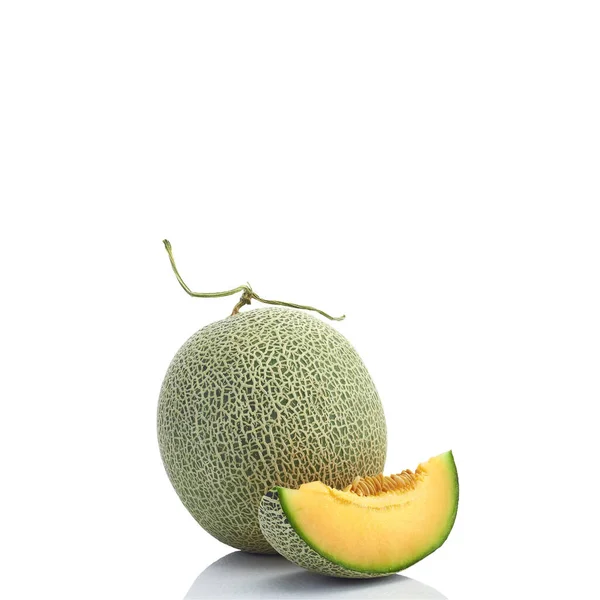 Orange Kantaloupe Melon Skuren Bit Vit Bakgrund — Stockfoto