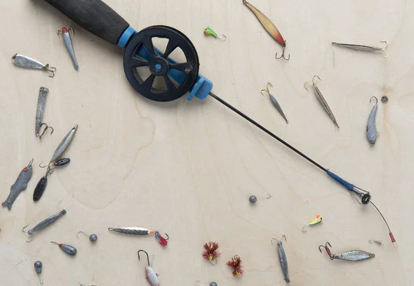 Balıkçılık aksesuarları ve metin için yer ile arka plan