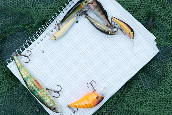 Fondo Con Accesorios Pesca Lugar Para Texto — Foto de Stock