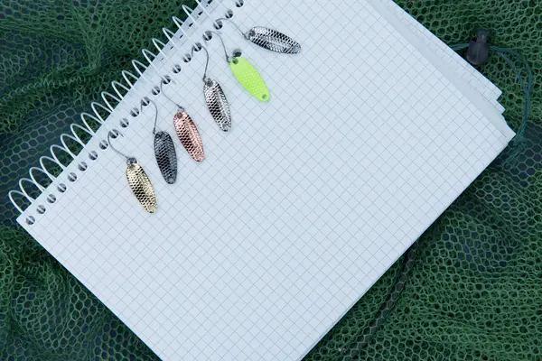 Balıkçılık aksesuarları ve metin için yer ile arka plan