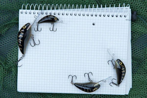 Balıkçılık aksesuarları ve metin için yer ile arka plan