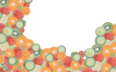 meyve ve sebze beyaz bir arka plan üzerinde izole kare