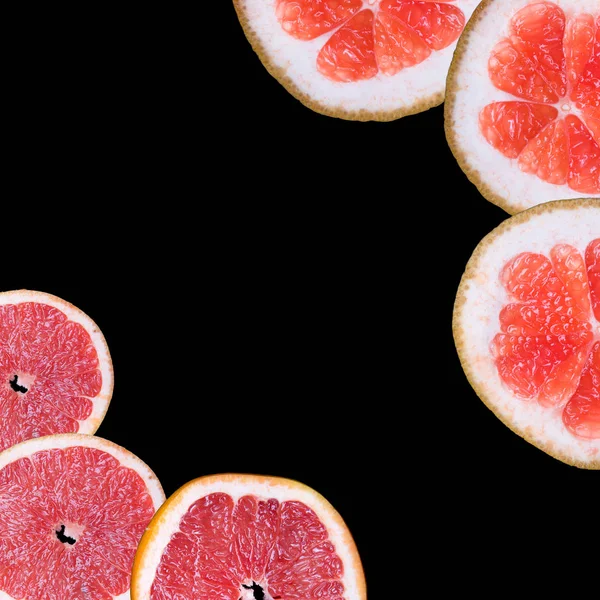 Fruit Plakjes Een Zwarte Achtergrond Met Ruimte Voor Tekst — Stockfoto