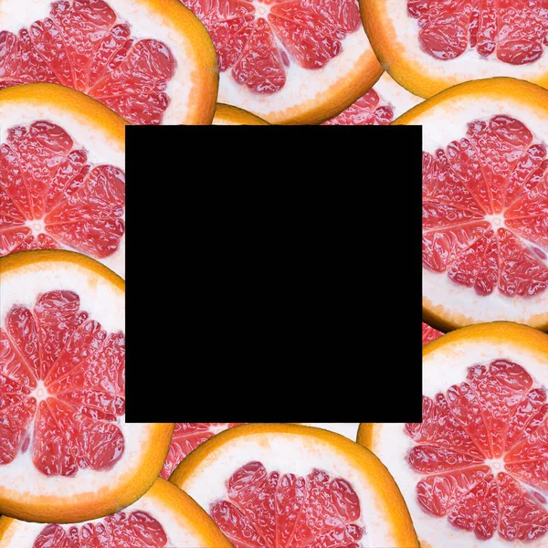 fruit slices on a black background, with space for text