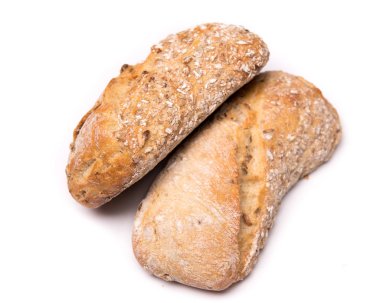 rulo ekmek, izole bir beyaz arka plan üzerinde ekmek