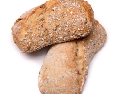 rulo ekmek, izole bir beyaz arka plan üzerinde ekmek