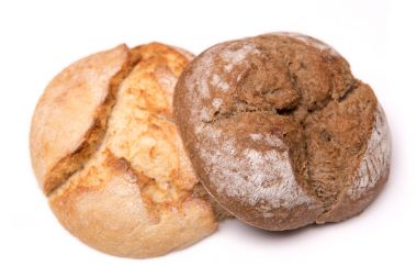 rulo ekmek, izole bir beyaz arka plan üzerinde ekmek