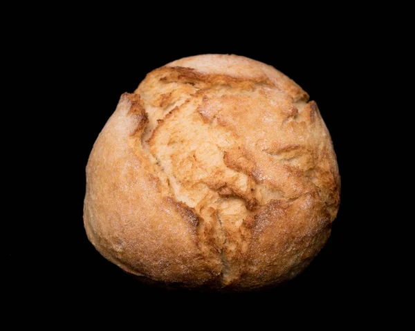Brötchen Brot Auf Schwarzem Hintergrund Isoliert — Stockfoto