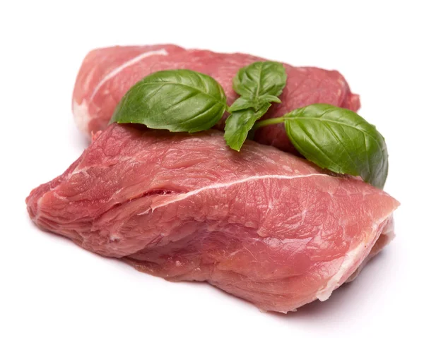 Carne Porco Crua Isolada Sobre Branco — Fotografia de Stock