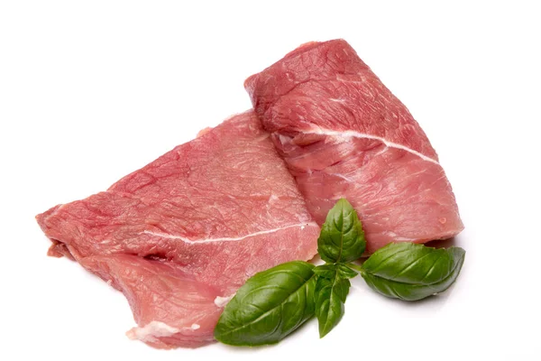 Carne Maiale Cruda Isolata Bianco — Foto Stock