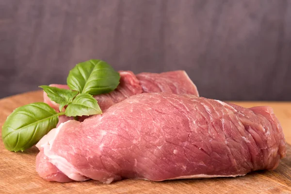 Cerdo Crudo Sobre Fondo Tablas Madera Mango — Foto de Stock