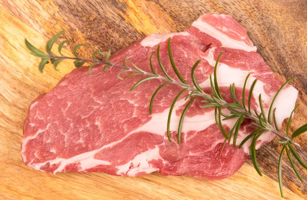 Fresh Raw Pork Meat Wooden Background — Stock Photo, Image