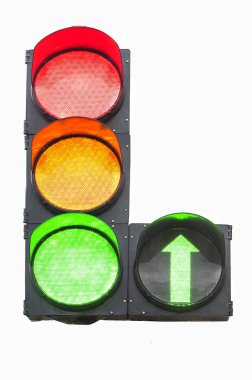 Beyaz arkaplanda izole trafik ışığı