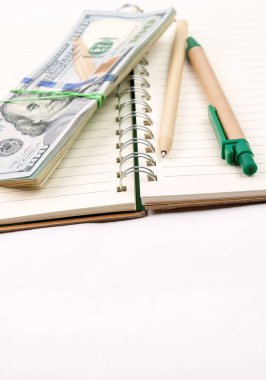 kalem ve beyaz arka plan üzerinde izole para