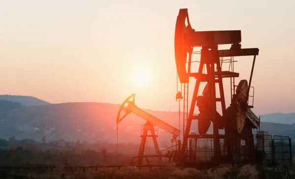 Oil Pump Orange Sunset — Stock Photo, Image