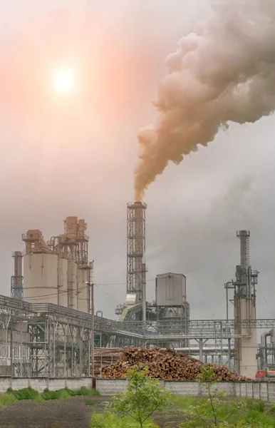 Power Plant Smoke Dirty Orange Air — Stock Photo, Image