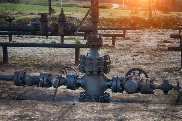 流出原油油田周辺 ガス産業 — ストック写真