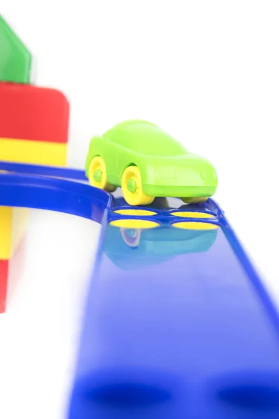 形象的玩具插槽车赛车轨道 — 图库照片