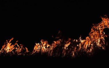 Gece vakti kuru tarlaları yakmak