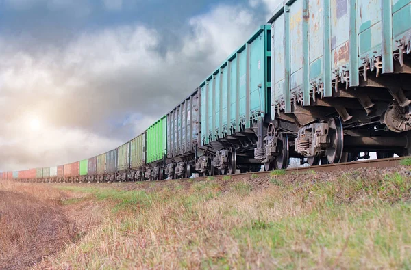 Freight Train Transportation Railway Cars Cargo Containers Shipping Railway Logistics — Stock Photo, Image