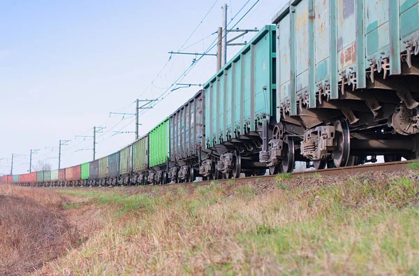 Train Marchandises Transport Wagons Par Conteneurs Fret Concept Logistique Ferroviaire — Photo