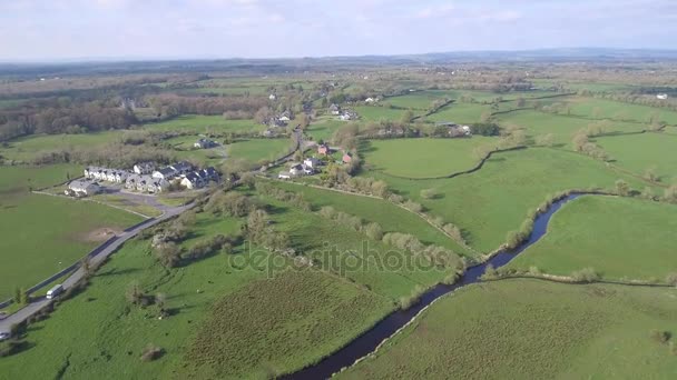 Veduta aerea di un punto di riferimento turistico pubblico irlandese gratuito, Quin Abbey, Contea di Clare, Irlanda. Veduta aerea del paesaggio di questa bellissima antica architettura storica celtica nella contea di Clara Irlanda . — Video Stock