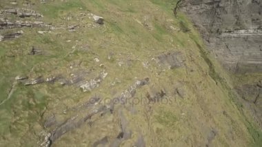 Hava İrlanda kırsal turizm cazibe County Clare. Moher ve Burren İrlanda kayalıklarla. Epik İrlandalı manzara deniz yaban Atlantik yol boyunca. Güzel doğal Doğa İrlanda