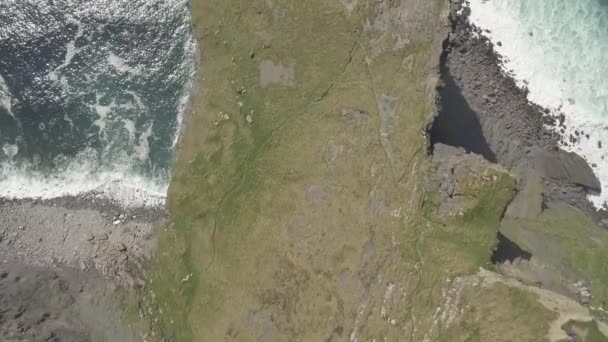 Aerial Ireland countryside tourist attraction in County Clare. The Cliffs of Moher and Burren Ireland. Epic Irish Landscape Seascape along the wild atlantic way. Beautiful scenic nature Ireland — Stock Video