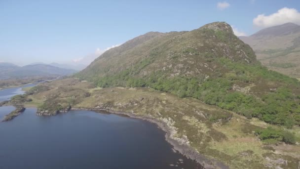 Vista aérea Parque Nacional de Killarney no anel de Kerry, Condado de Kerry, Irlanda. aérea épica de uma paisagem irlandesa natural. perfil de vídeo plano . — Vídeo de Stock