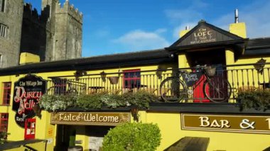 Bunratty Castle ve Durty Nelly'nın İrlandalı Pub, İrlanda - 30th Kasım 2017: güzel görünümü ve İrlanda'nın en ünlü Castle County Clare, İrlanda barı. Ünlü dünya turizm cazibe. Bunratty Castle ve Durty Nelly'nın Pub.