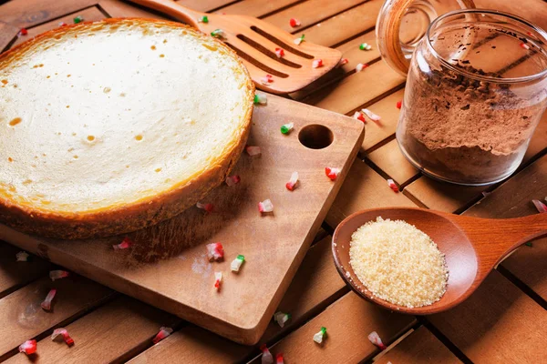 Heerlijke vers gebakken cheesecake. Zelfgemaakte zoete dessert — Stockfoto