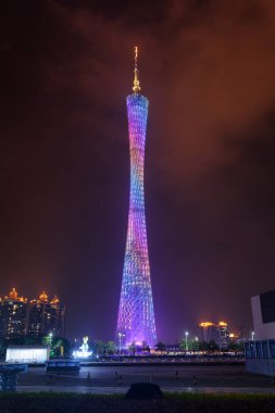 Guangzhou, Çin Canton kulede muhteşem gece görünümü