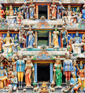Sri Mariamman Tapınağı, Singapur gopuram görünümünü yakın çekim