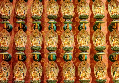 Küçük Buda heykelleri, Buddha Tooth Relic Tapınağı Duvar