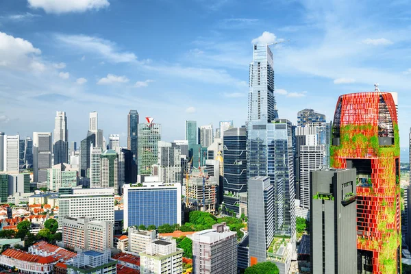Дивовижна Панорама хмарочосів в центрі міста, Сінгапур — стокове фото