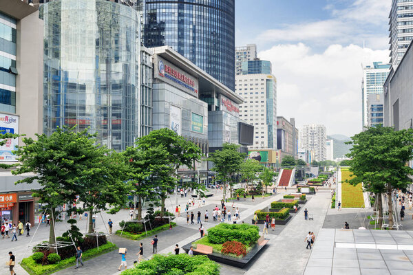 Вид на магазины на Северной дороге Хуацян, Шэньчжэнь
