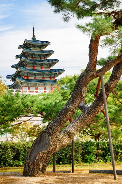 View of tower of the National Folk Museum of Korea — Stock Photo, Image
