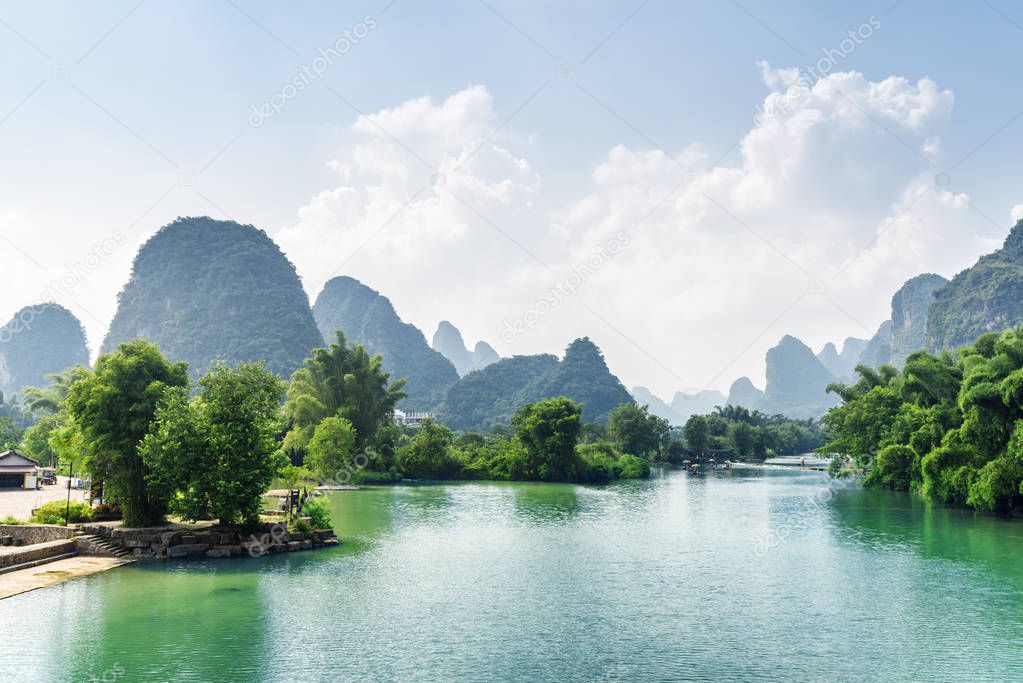 Beautiful view of the Yulong River with azure water, China