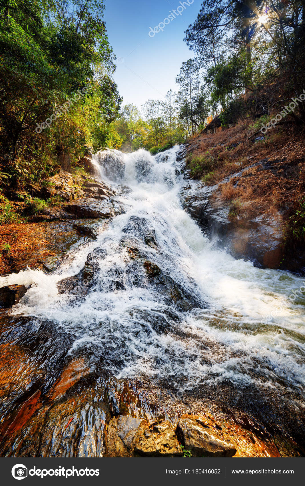 Beautiful View Of The Datanla Waterfall With Crystal Clear Water