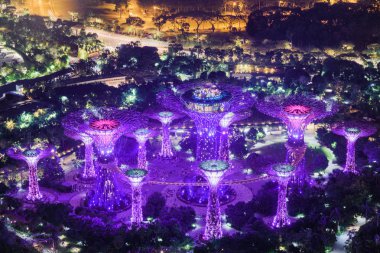 Dev parlayan ağaç benzeri yapılar tarafından Marina Bay, Singapur