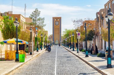 Masjed Jame Sokağı ve saat kulesinin muhteşem manzarası, Yazd
