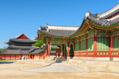 Changdeokgung Sarayı 'ndaki Huijeongdang Salonu' nun muhteşem manzarası.