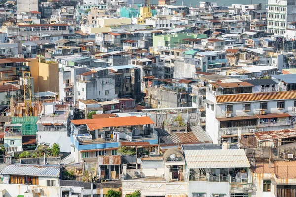 Úžasný letecký pohled na staré obytné budovy v Macau — Stock fotografie