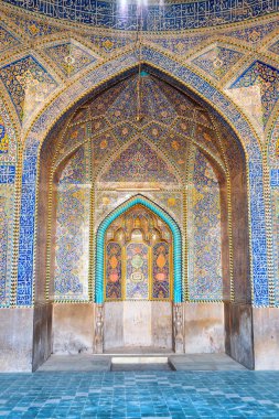 Seyyid Camii, İsfahan, İran 'daki mihrab manzarası inanılmaz.