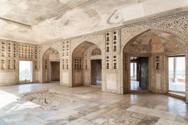 Diwan-i-Khas 'ın Agra Kalesi, Hindistan' daki muhteşem manzarası.