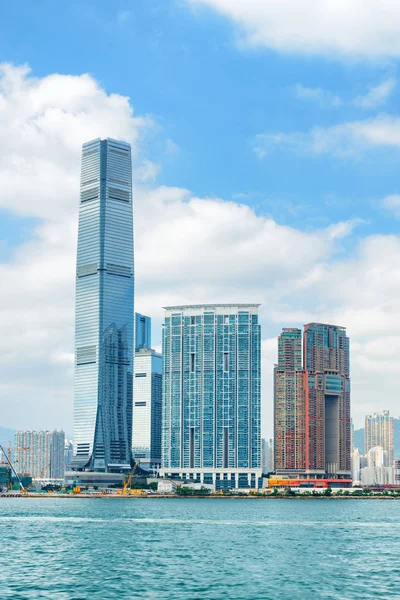 Atemberaubende Aussicht auf den Hafen von Victoria und den Gewerkschaftsplatz, Hongkong — Stockfoto