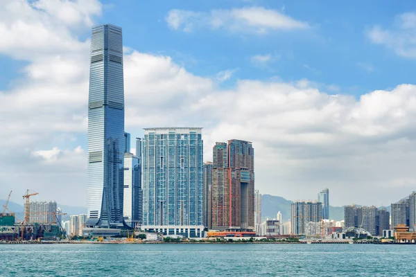 Wunderbarer Blick auf den Viktoria Hafen und den Union Square, Hongkong — Stockfoto