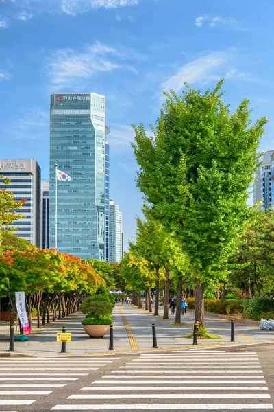 Seoul South Korea October 2017 Scenic Autumn Boulevard Yeouido Yeoui — Stock Fotó