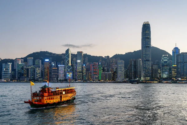 Hong Kong October 2017 Awesome View Wooden Tourist Boat Crossing — Stock Photo, Image